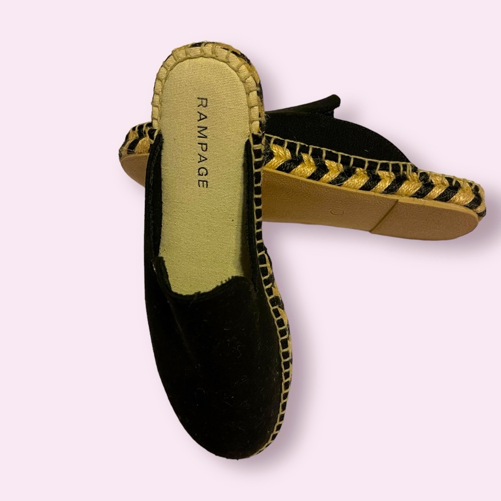 NWOT Rampage Black Bianca Espadrille Canvas Mules Size 7.5 - Picture 2 of 5